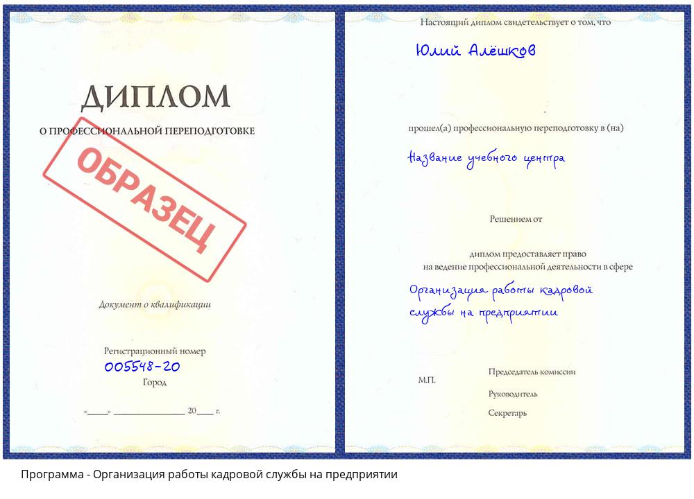 Организация работы кадровой службы на предприятии Назрань