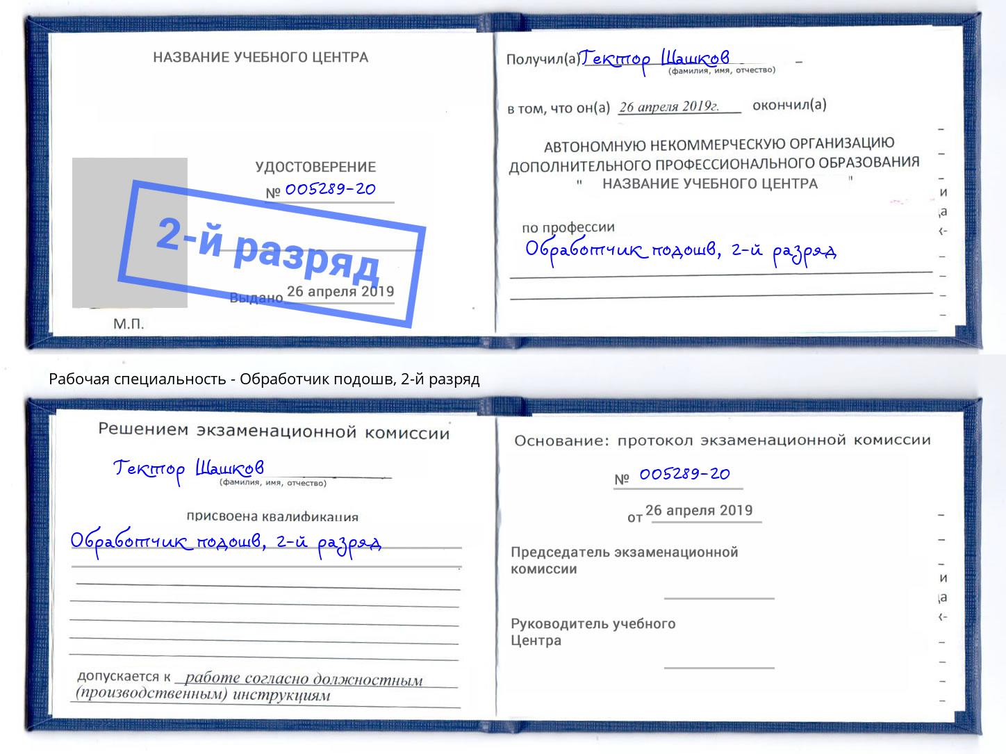 корочка 2-й разряд Обработчик подошв Назрань