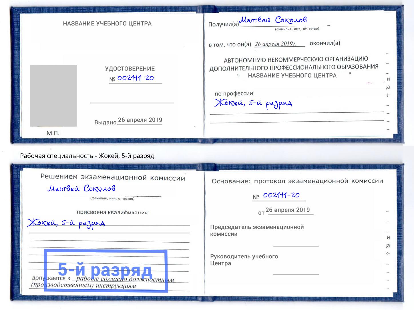 корочка 5-й разряд Жокей Назрань